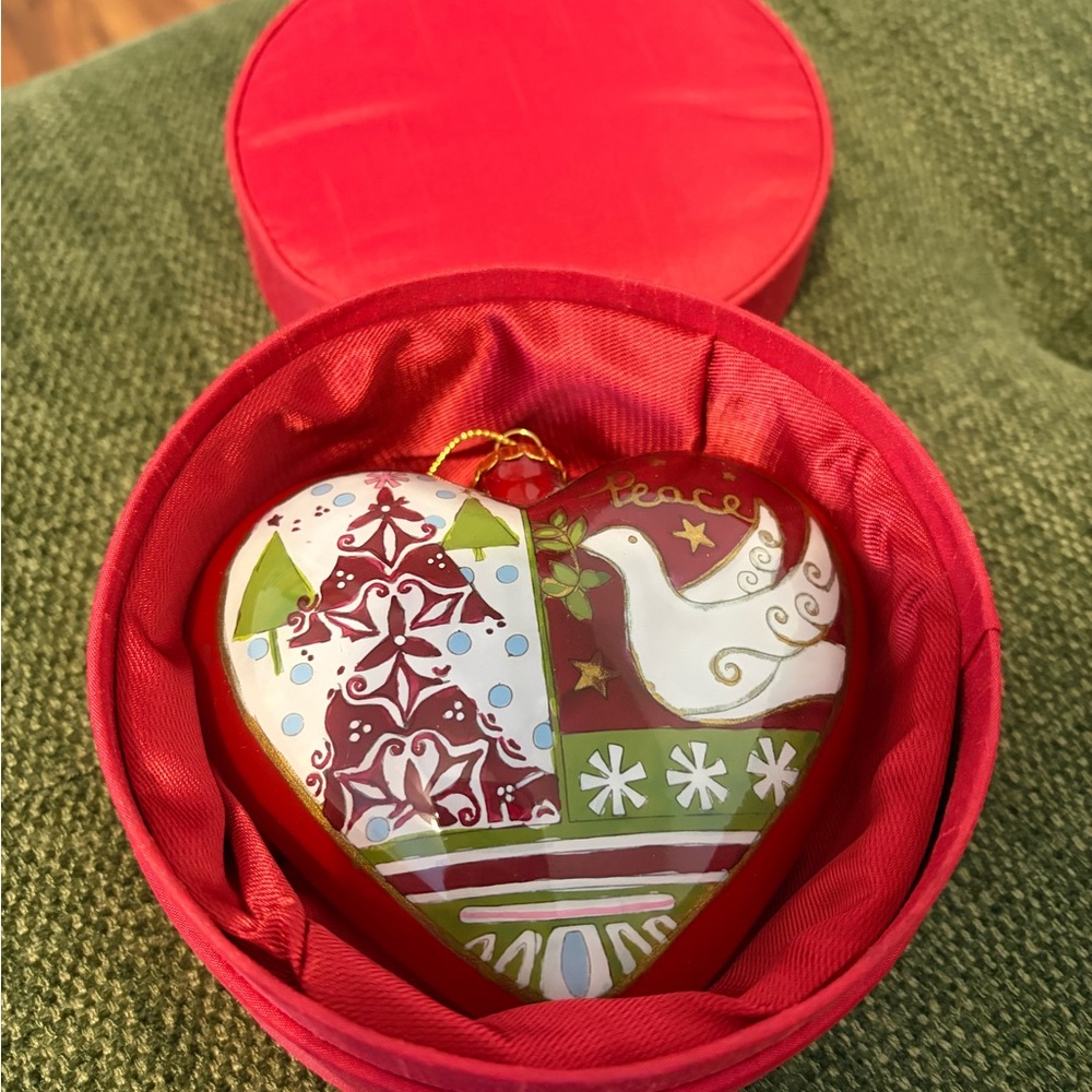 Holiday Heart Ornament with Dove Design